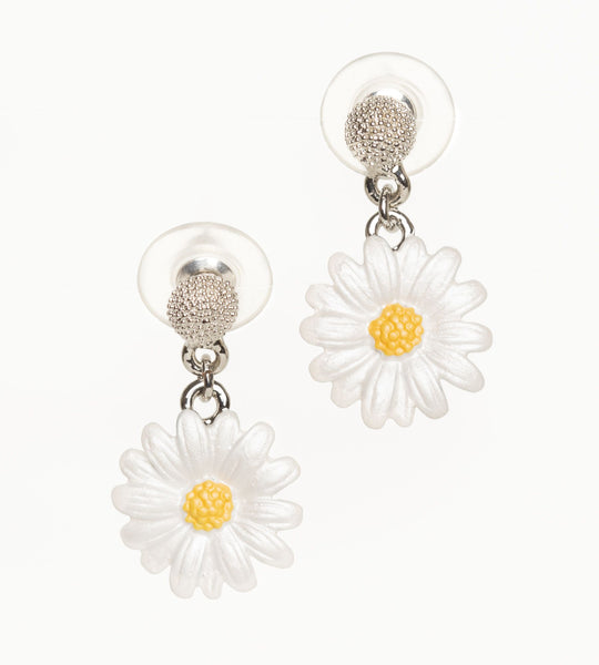 Enamel daisy drop earrings (plain)