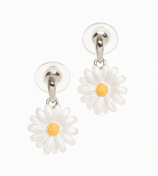 Enamel daisy drop earrings (plain)