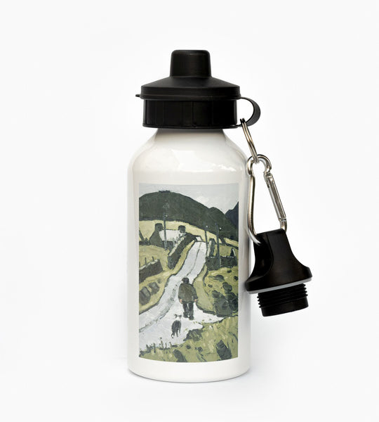 Aluminum water bottle 'Farmer with following dog' by Kyffin Williams