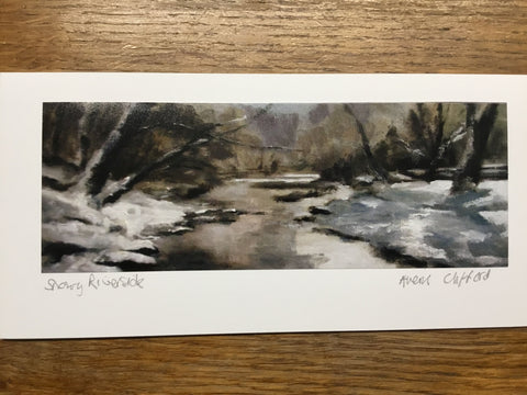 Greetings Card by Averil Rees 'Snowy Riverside'