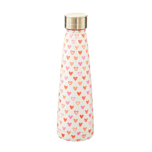 Stainless-steel water bottle/flask with red hearts