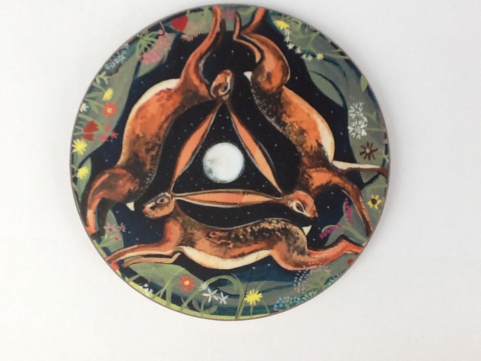 'Three Hares' round coaster by Lizzie Spikes