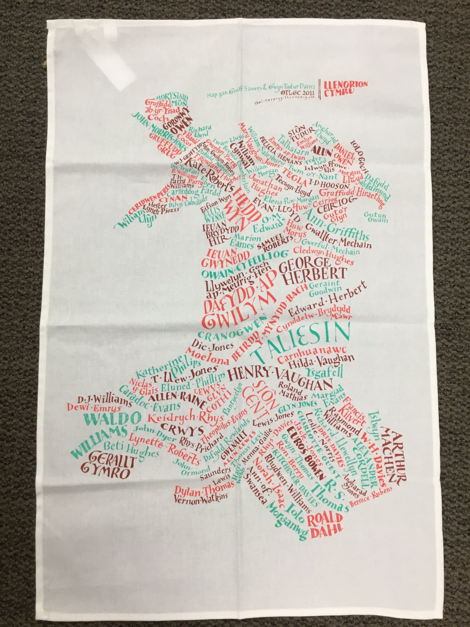 Lliain sychu llestri 'Wales Literary Map'