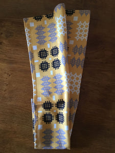 'Welsh Tapestry Print' (Yellow) Tea Towel