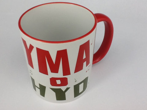 'Yma o Hyd' Dafydd Iwan Mug (red rim)