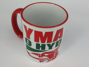 'Yma o Hyd' mug (red rim)